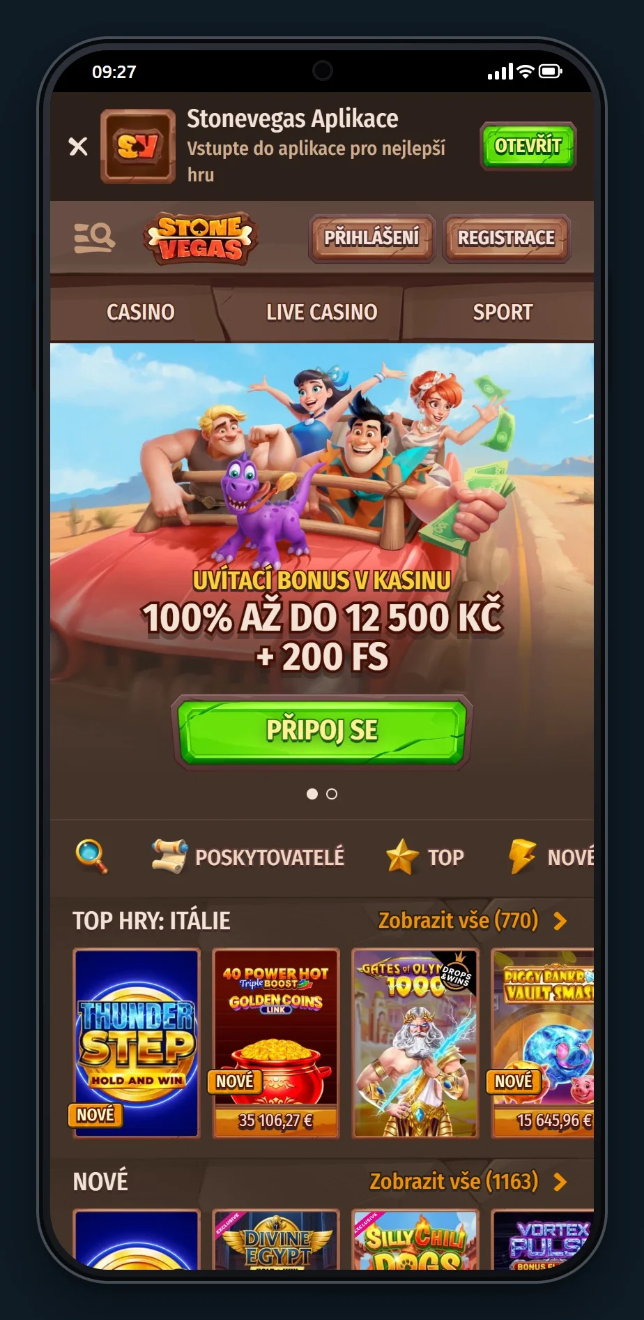 paysafecard online casino: úvodní stránka kasina StoneVegas