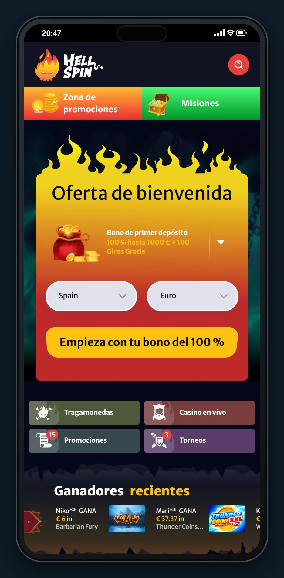 casino paysafecard: la página principal del casino HellSpin
