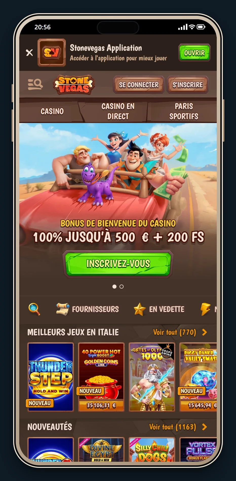 casino paysafecard france: l'accueil de StoneVegas