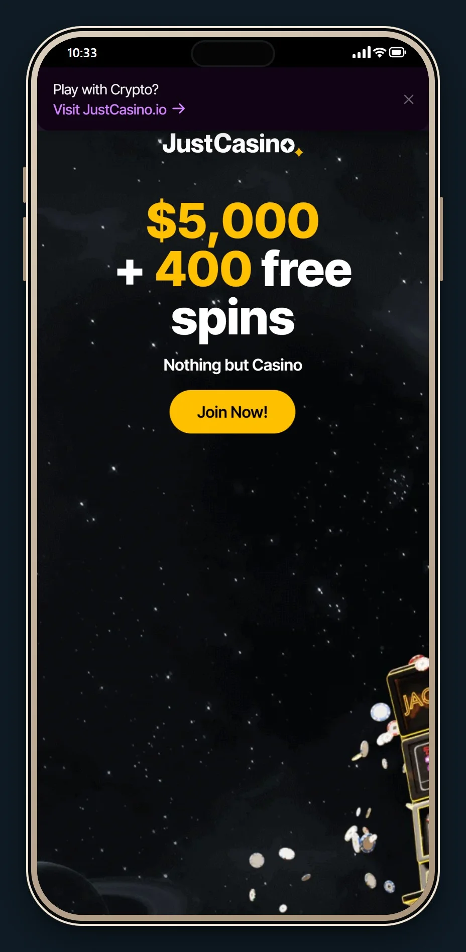 paysafe pokies: the JustCasino casino lobby