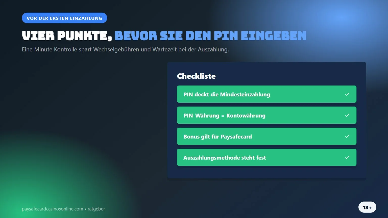 Casino mit Paysafecard: vier Punkte vor der ersten Einzahlung